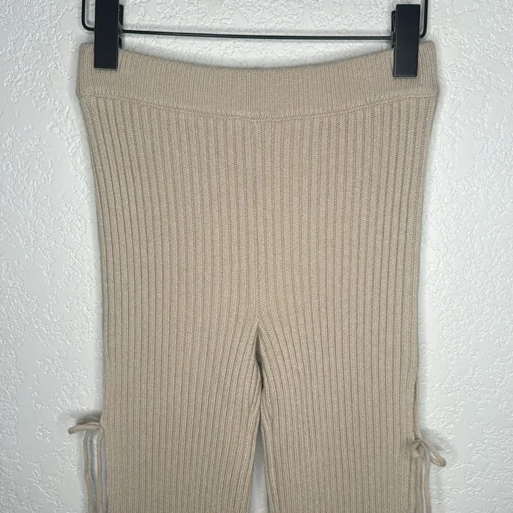 GUIZIO Rib Knit Tie Pant in Light Oat Small Revolve Cashmere